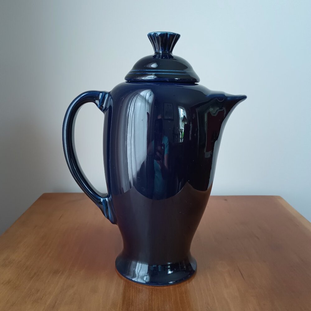 Fiesta Vintage Coffee Pot With Lid Cobalt Blue Excellent Condition